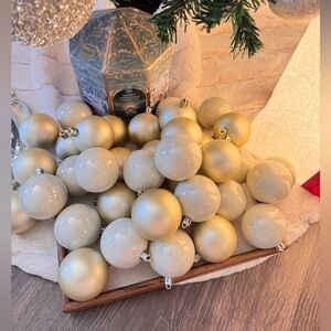 Elegant Gold and Cream Holiday Christmas Ornaments